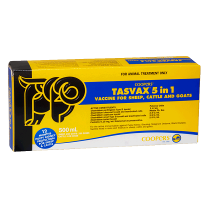 Coopers Tasvax 5 in 1 Vaccine for Sheep, Cattle & Goats [500 mL]