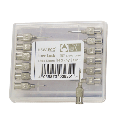Needles - HSW-ECO Luer Lock Stainless Steel - 16G x 0.5" [12 Pack]