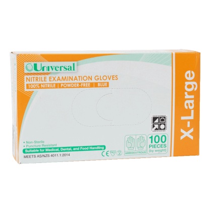 Gloves - Universal - Nitrile Powder Free X-Large [100 Pack]
