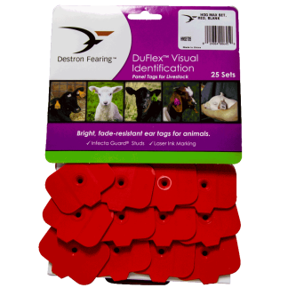Ear Tags, Hog Max Set, Red, Blank [25 Pack]