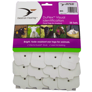 Ear Tags, Hog Max Set, White, Blank [25 Pack]