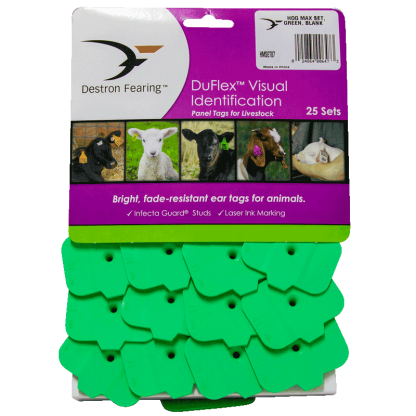 Ear Tags, Hog Max Set, Green, Blank [25 Pack]
