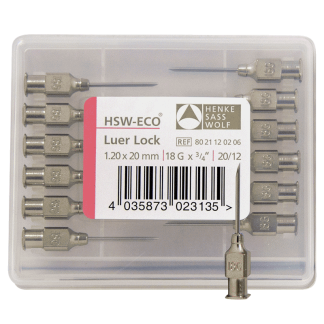 Needles - HSW-ECO Luer Lock Stainless Steel - 18G x 3/4" [12 Pack]