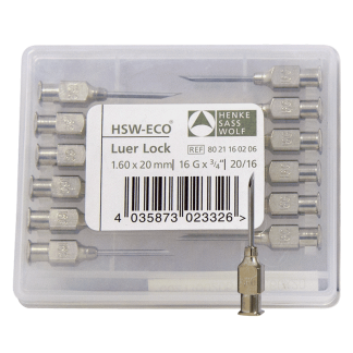 Needles - HSW-ECO Luer Lock Stainless Steel - 16G x 3/4" [12 Pack]