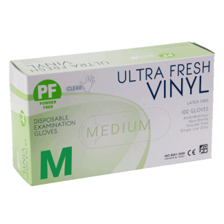 Gloves - Ultra Fresh - Vinyl Powder Free MED [100 Pack]