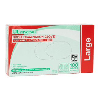 Gloves - Universal - Nitrile Powder Free Large [100 Pack]
