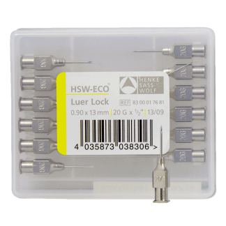 Needles - HSW-ECO Luer Lock Stainless Steel - 20G x 0.5" [12 Pack]