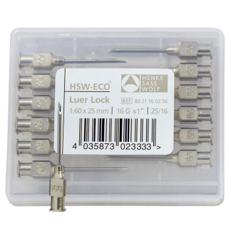 Needles - HSW-ECO Luer Lock Stainless Steel - 16G x 1" [12 Pack]