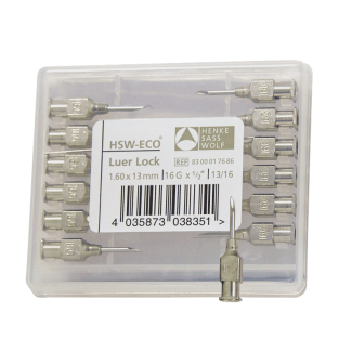 Needles - HSW-ECO Luer Lock Stainless Steel - 16G x 0.5" [12 Pack]