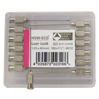 Needles - HSW-ECO Luer Lock Stainless Steel - 18G x 1.5" [12 Pack]